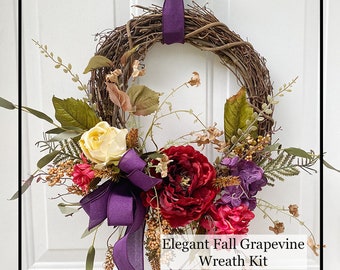 DIY Wreath Kit, Fall Grapevine Wreath Kit, Complete Wreath Kit, Elegant Fall Wreath