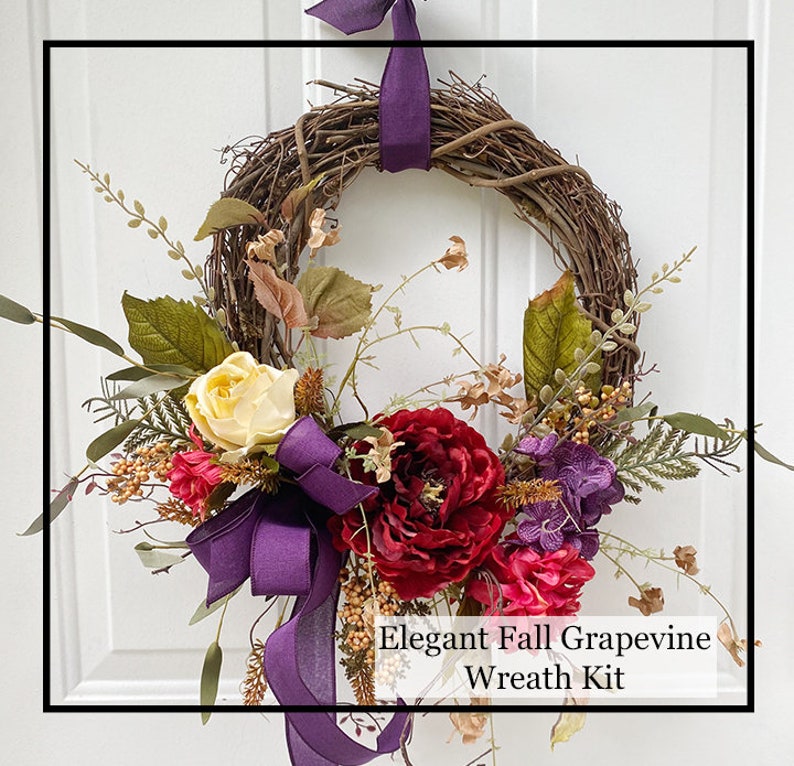 DIY Wreath Kit, Fall Grapevine Wreath Kit, Complete Wreath Kit, Elegant Fall Wreath image 1