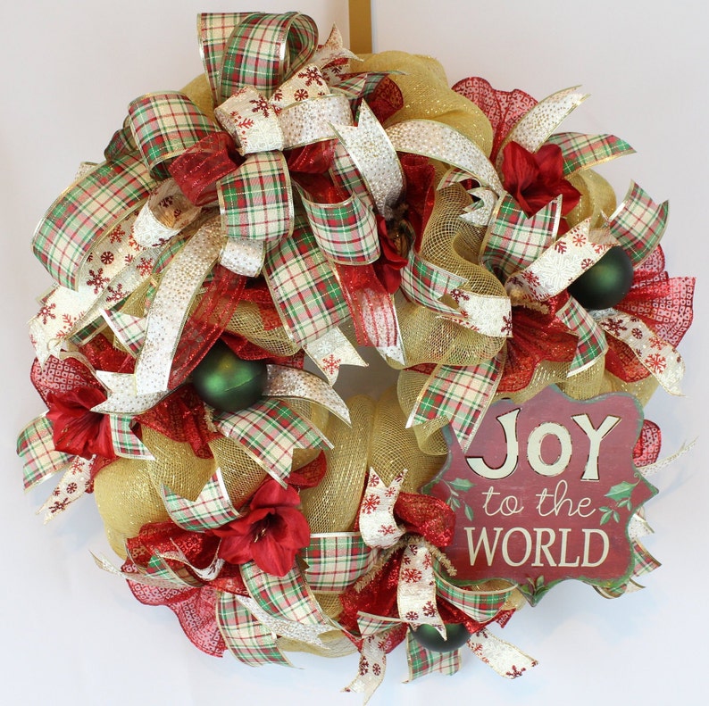 Gold Plaid Wreath For Front Door Image 0
