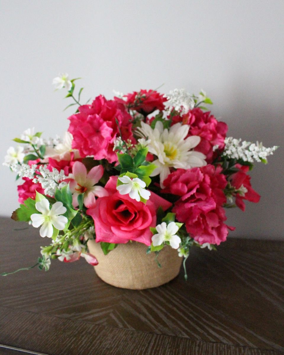 Pink Floral Arrangement for Home Spring Floral Arrangement Etsy