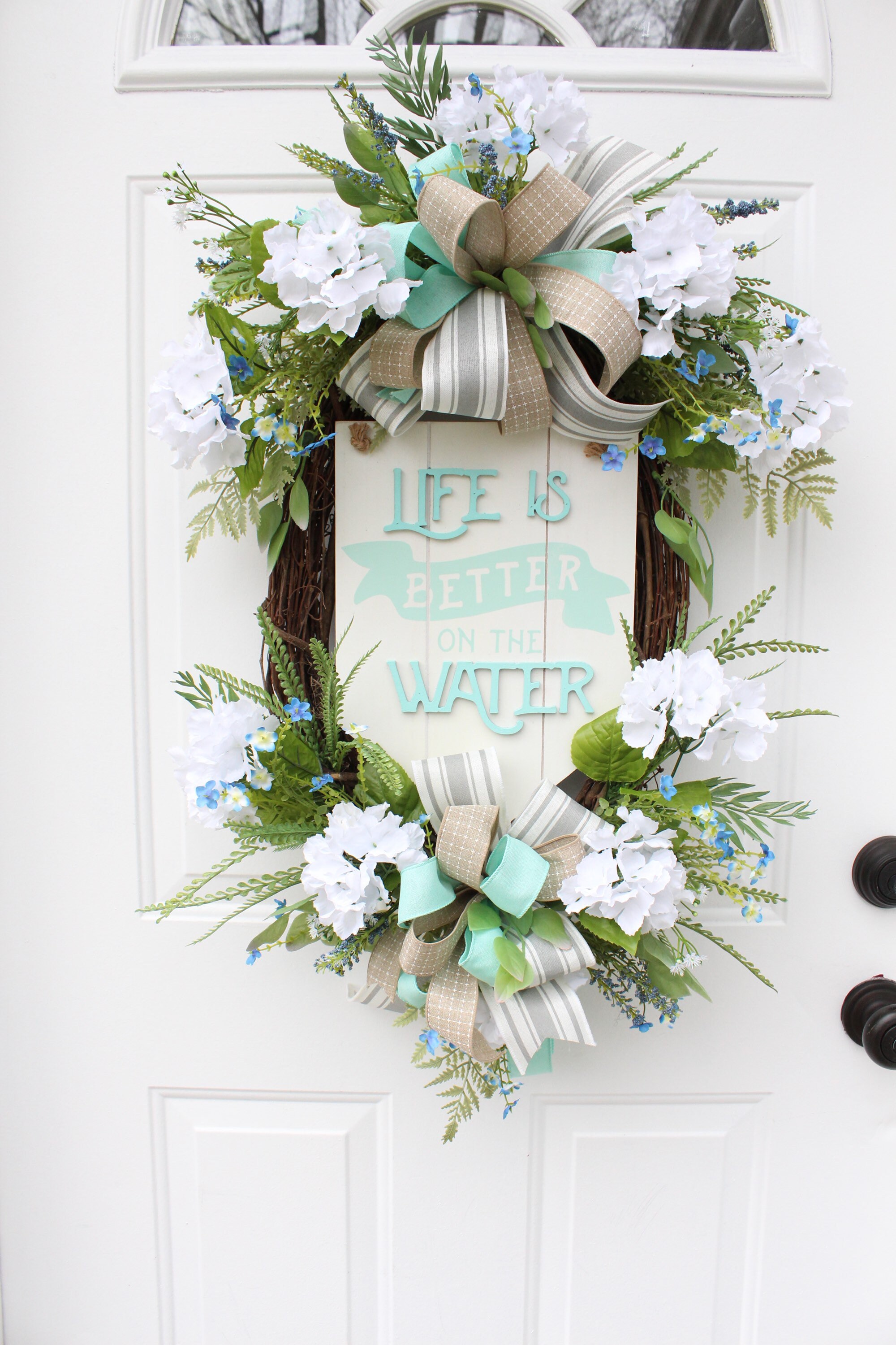 Floral Beach Wreath for Front Door Coastal Ocean Wreath Etsy Australia