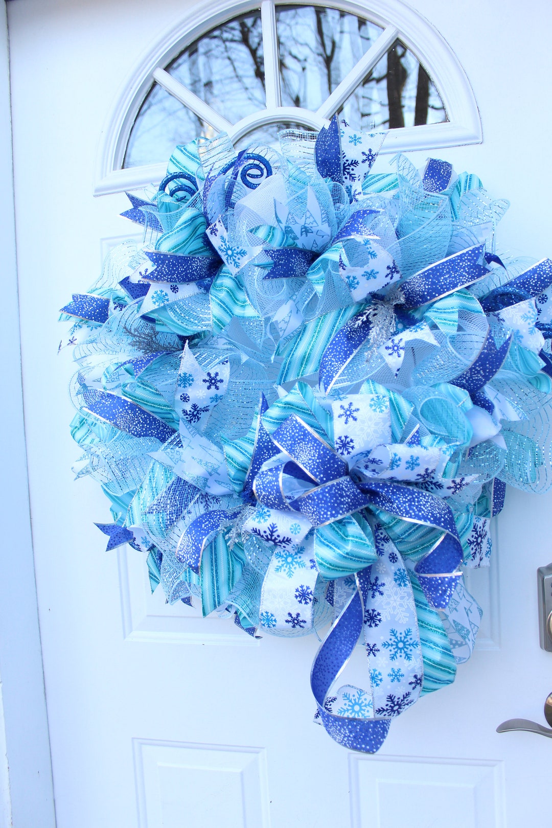Elegant Winter Ice Blue Wreath for Front Door Elegant - Etsy