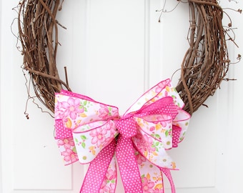 Spring Summer Bow, Pink Summer Bow, Summer Mailbox Bow, Wreath Swag Bow, Lantern Bow