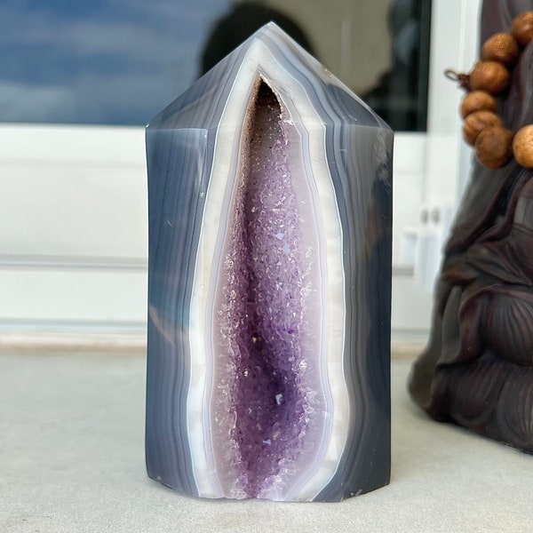 Large Amethyst Druzy Tower | Agate Druzy Tower | Amethyst Geode Point