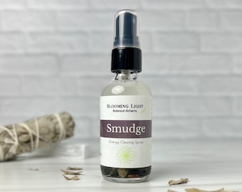Smudge Spray: spray de óleo essencial de sálvia com infusão de cristais para limpeza energética