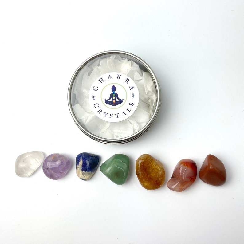 Chakra Crystal Set, tumbled crystals Healing crystals with the 7 Charkas stones and chakra reference guide image 8