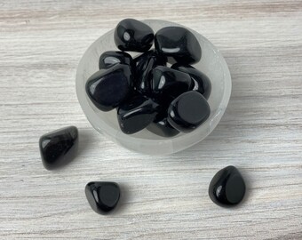 Black Obsidian tumbled stones | Healing crystals for grounding and protection