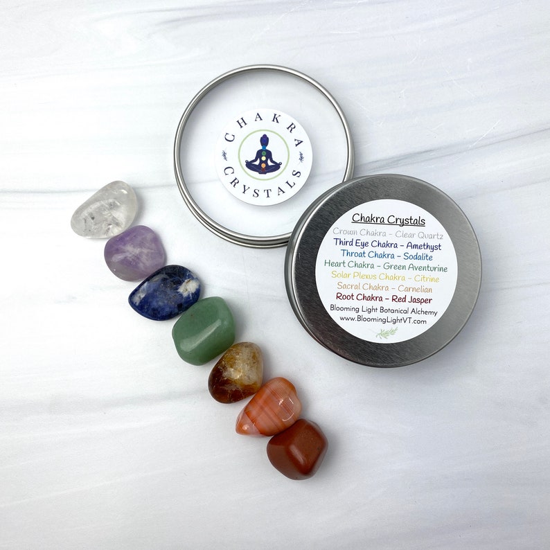 Chakra Crystal Set, tumbled crystals Healing crystals with the 7 Charkas stones and chakra reference guide image 2