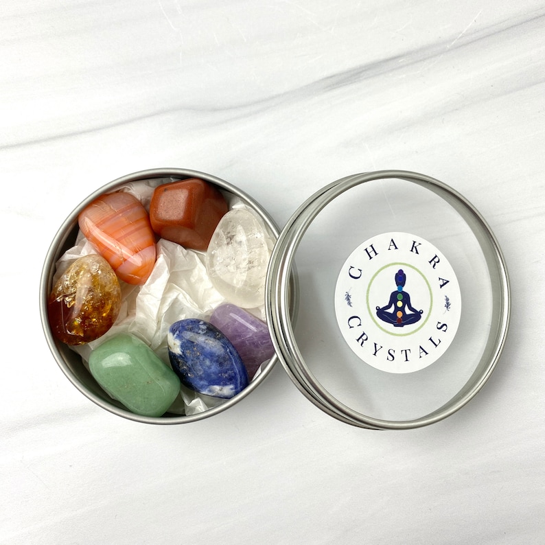 Chakra Crystal Set, tumbled crystals Healing crystals with the 7 Charkas stones and chakra reference guide image 5