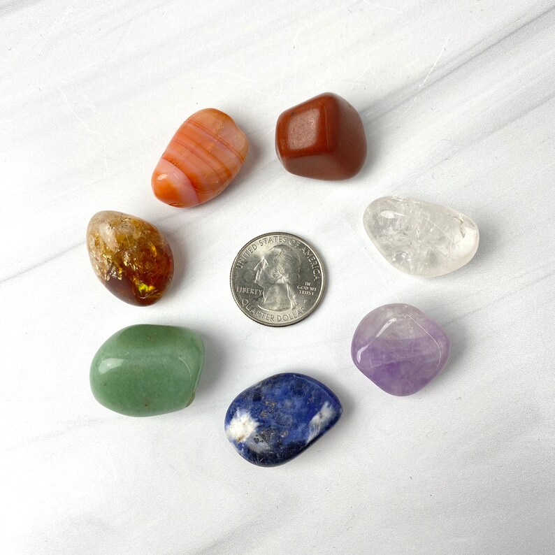 Chakra Crystal Set, tumbled crystals Healing crystals with the 7 Charkas stones and chakra reference guide image 4