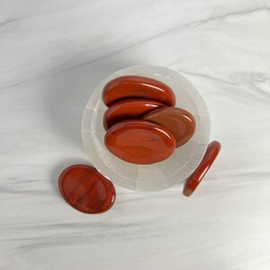 Red Jasper Worry Stone: Healing Pocket Crystal for Stress Relief