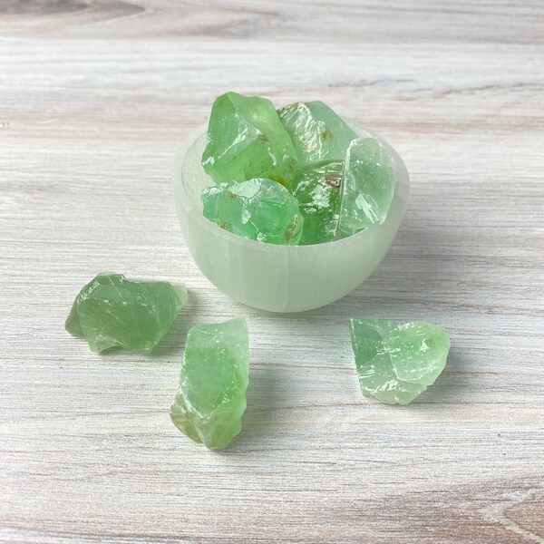 Green Calcite raw crystals | Healing stones for balance and clarity