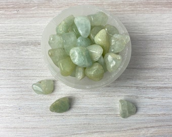 Aquamarine tumbled crystals | Throat chakra healing stones for stress relief | Small crystals .25 - .75 inch