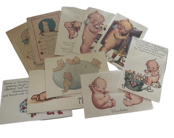 Kewpie Postcard Rose O'Neill Art Animation Reproductions Christmas Easter Birthday Sundae Sewing Musician Vintage Lot of 10  Angel Babies