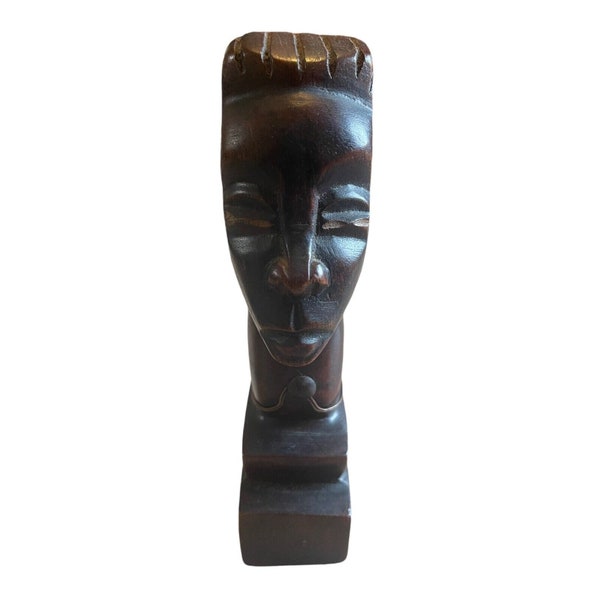 African Carved Wood Head Bust Etsy