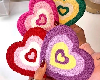 DIY - Punch Needle Mug Rug Coaster 1 Piece Kit – Heart Design