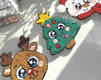 Christmas Mug Rug Coasters DIY Kit 1 Piece (Reindeer, Snowman or Christmas Tree)