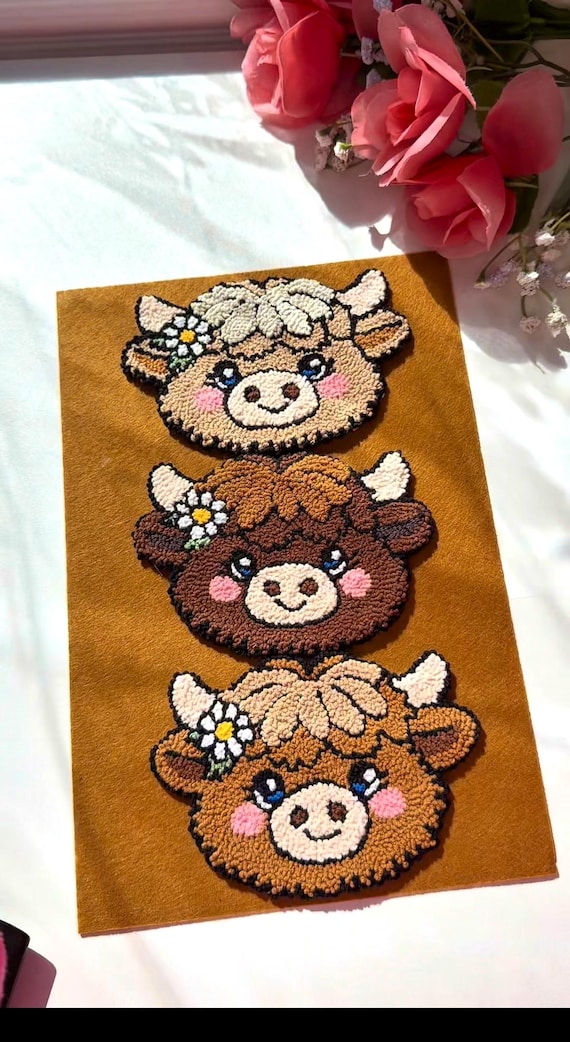 Punch Needle Mug Rug 1 Piece Coaster Kit –  Highland Cow