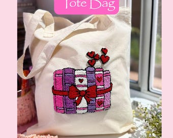 Book Lover Pattern - draagtas met geperforeerde naald – digitale download