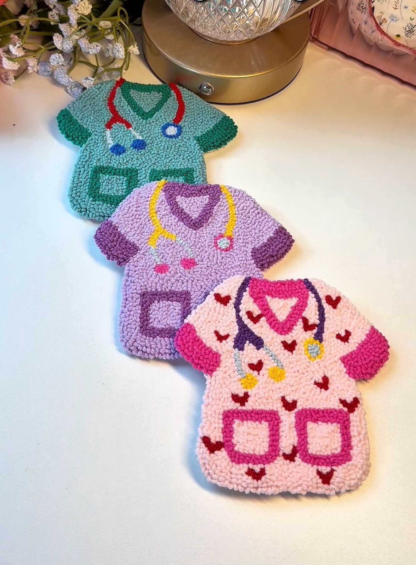 DIY Set of 3 - Punch Needle Mug Rug Coaster Kit – Scrubs - Etsy