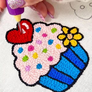 Cupcakes Mug Rug Coaster Patterns Tutorial  - Punch Needle Digital Download
