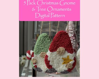 Kerstkabouters en boomversieringen Ponsnaaldpatronen – digitale download