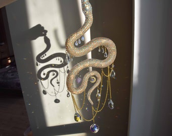 Large Snake Suncatcher, Amethyst Gemstone Suncatcher, Crystal Sun Catcher for Window, Gift Idea