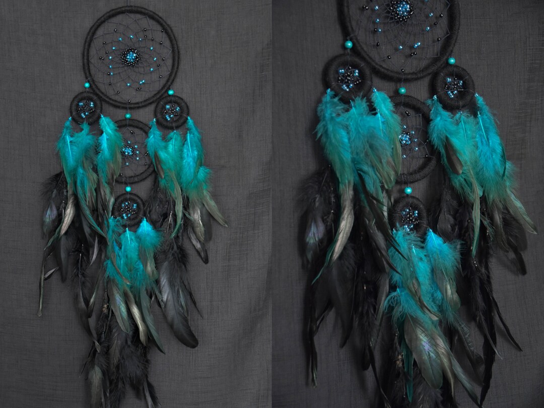 Blue Dream Catcher Turquoise and Black Dreamcatcher Large Dreamcatcher ...