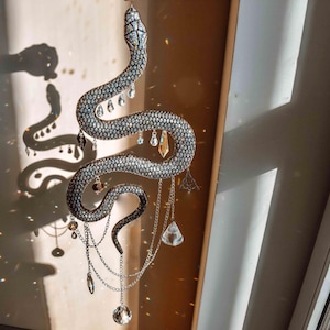 Black Snake Sun Catcher, Witch Decor, Crystal Prism Suncatcher, Snake Home Decor, Gift Idea For Her