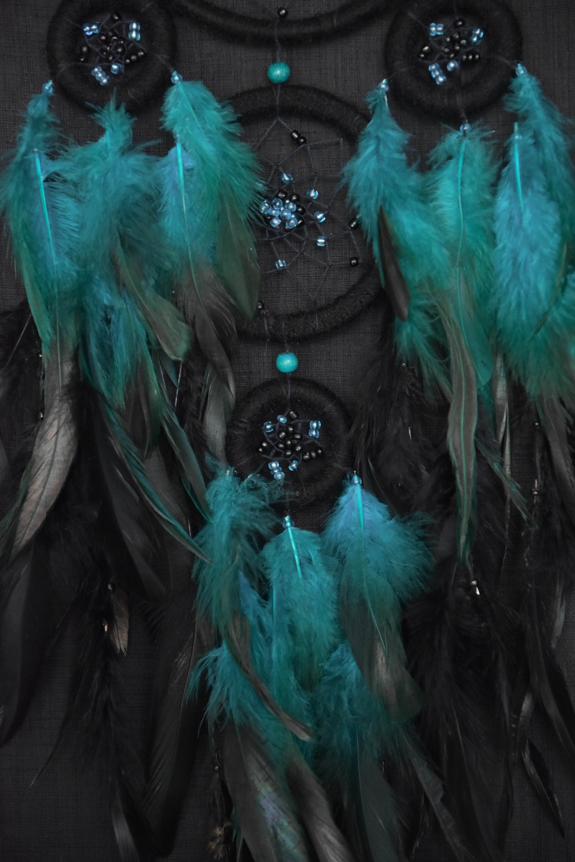 Blue Dream Catcher Turquoise and Black Dreamcatcher Large Dreamcatcher ...