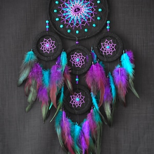 Galaxy Dream Catcher Large Dreamcatcher Nursery Dreamcatcher Blue and Violet Dream Catcher Wall Hanging 1st Birthday Gift image 3