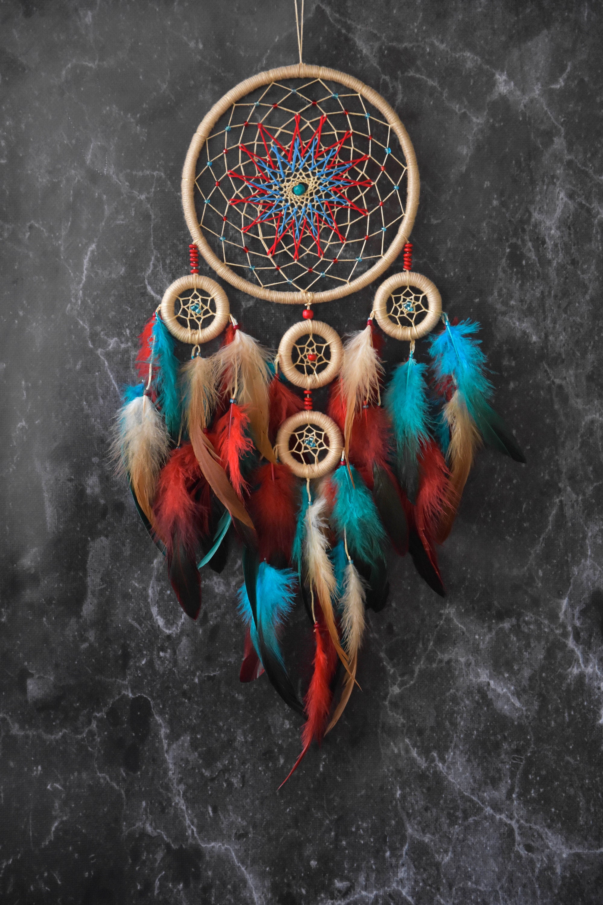 traumfänger kinderzimmer traumfänger mit blauen federn - türkis