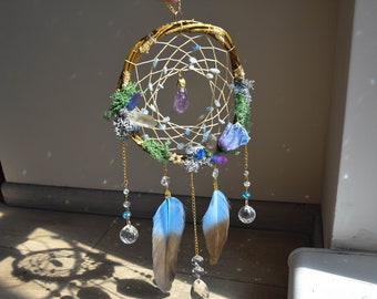 Amethyst Crystal Wreath, Floral Suncatcher