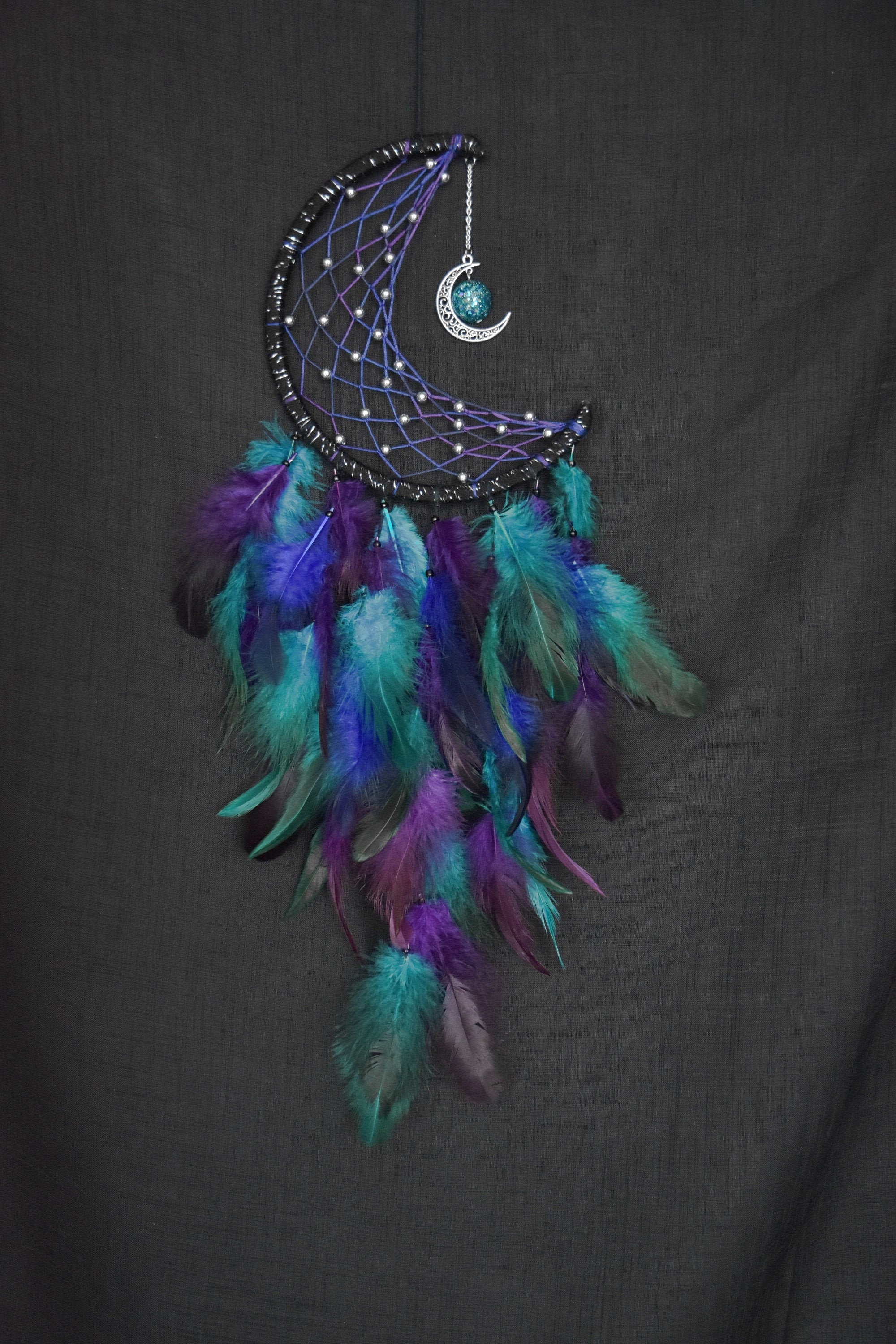Half Moon Dream Catcher Galaxy Dream Catchers Moon Etsy