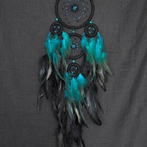 Blue Dream Catcher Turquoise and Black Dreamcatcher Large Dreamcatcher ...