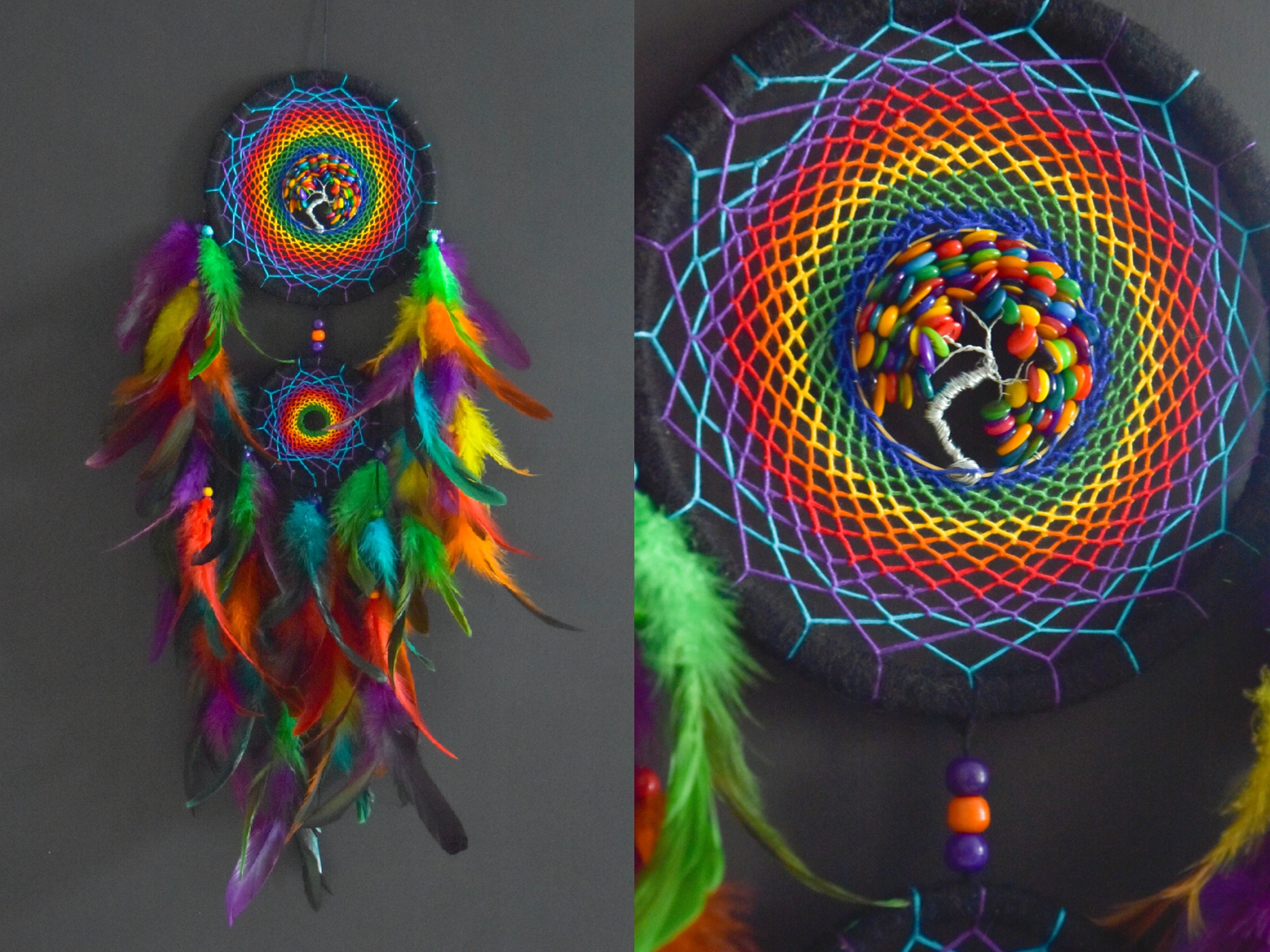 How to Make a Dream Catcher (Colorful Rainbow with Beads) - Single Girl's  DIY