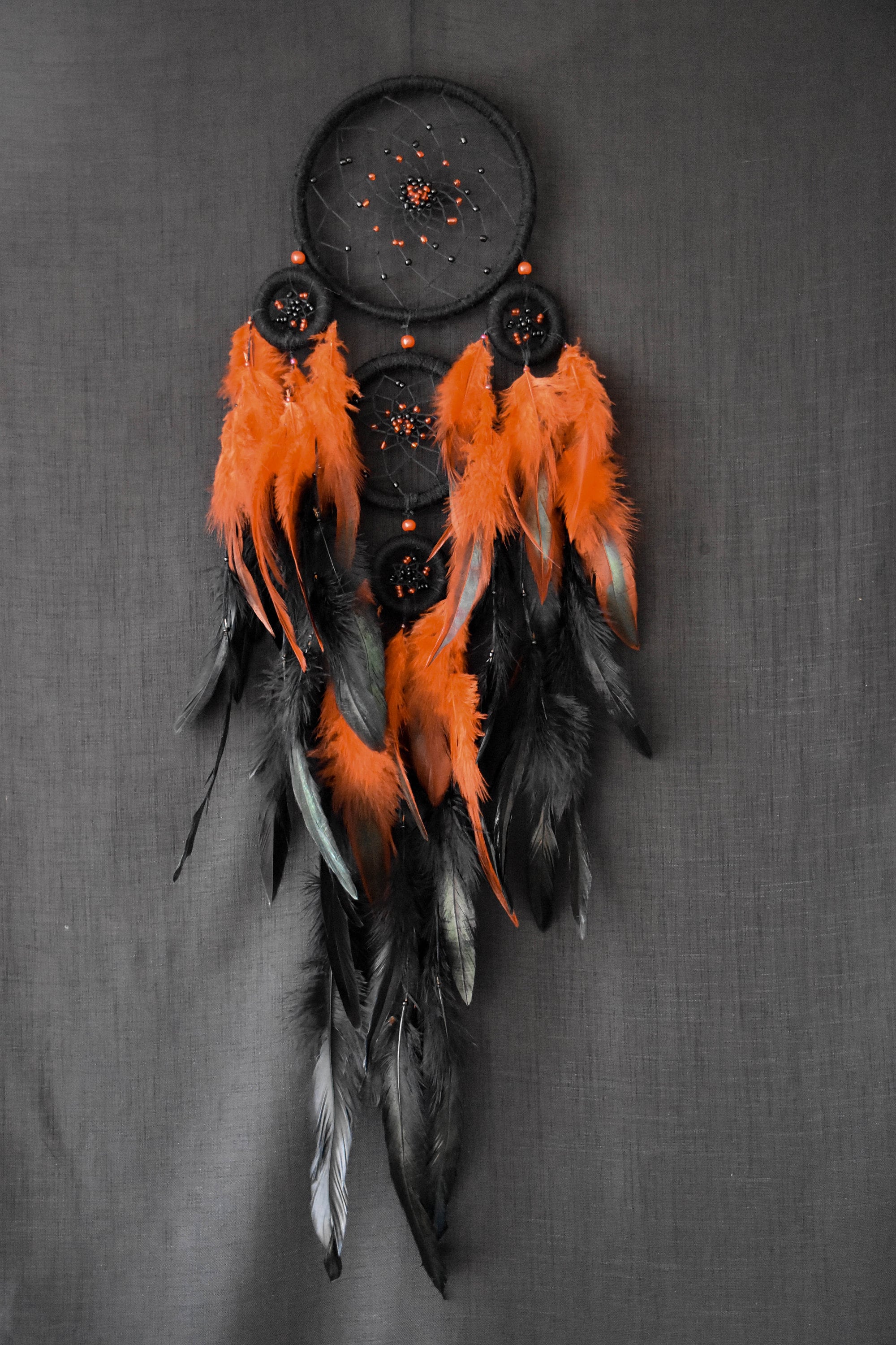 Orange and Black Dream Catcher, Fire Dreamcatcher, Men Gift Wall