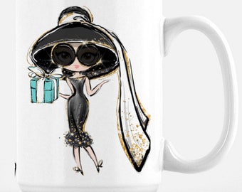 Audrey Hepburn Mug | Breakfast at Tiffany's Coffee Cup (15oz)