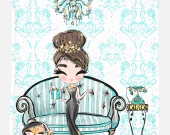 Breakfast at Tiffany's Fleece Blanket, Audrey Hepburn Throw (50x60)