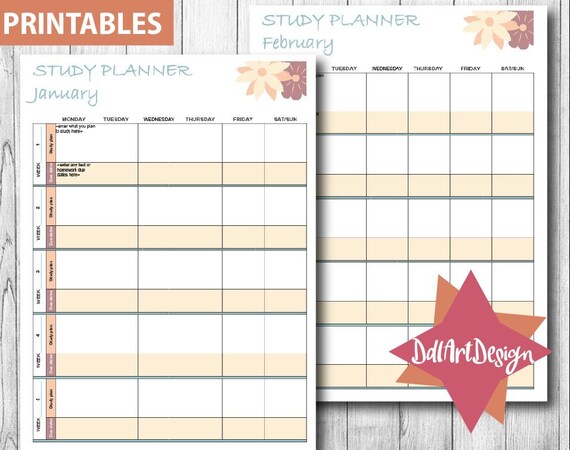 Study Planner, Weekly/monthly Planner, Printable or Online Completion Study  Planner, Homework Planner - Etsy