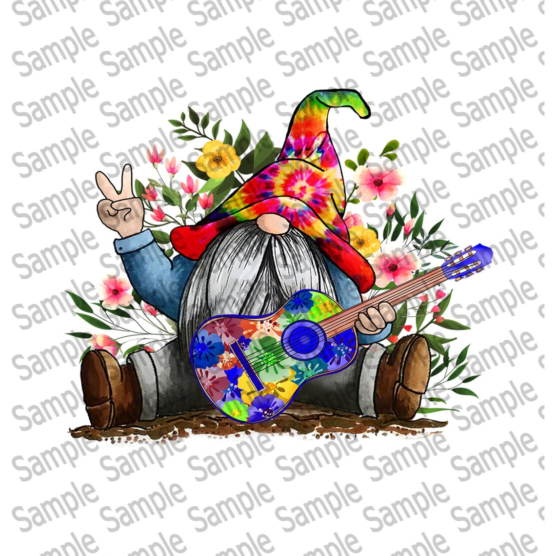 Hippie gnome floral gnome gnome lover bleached tshirt  etsy espaa