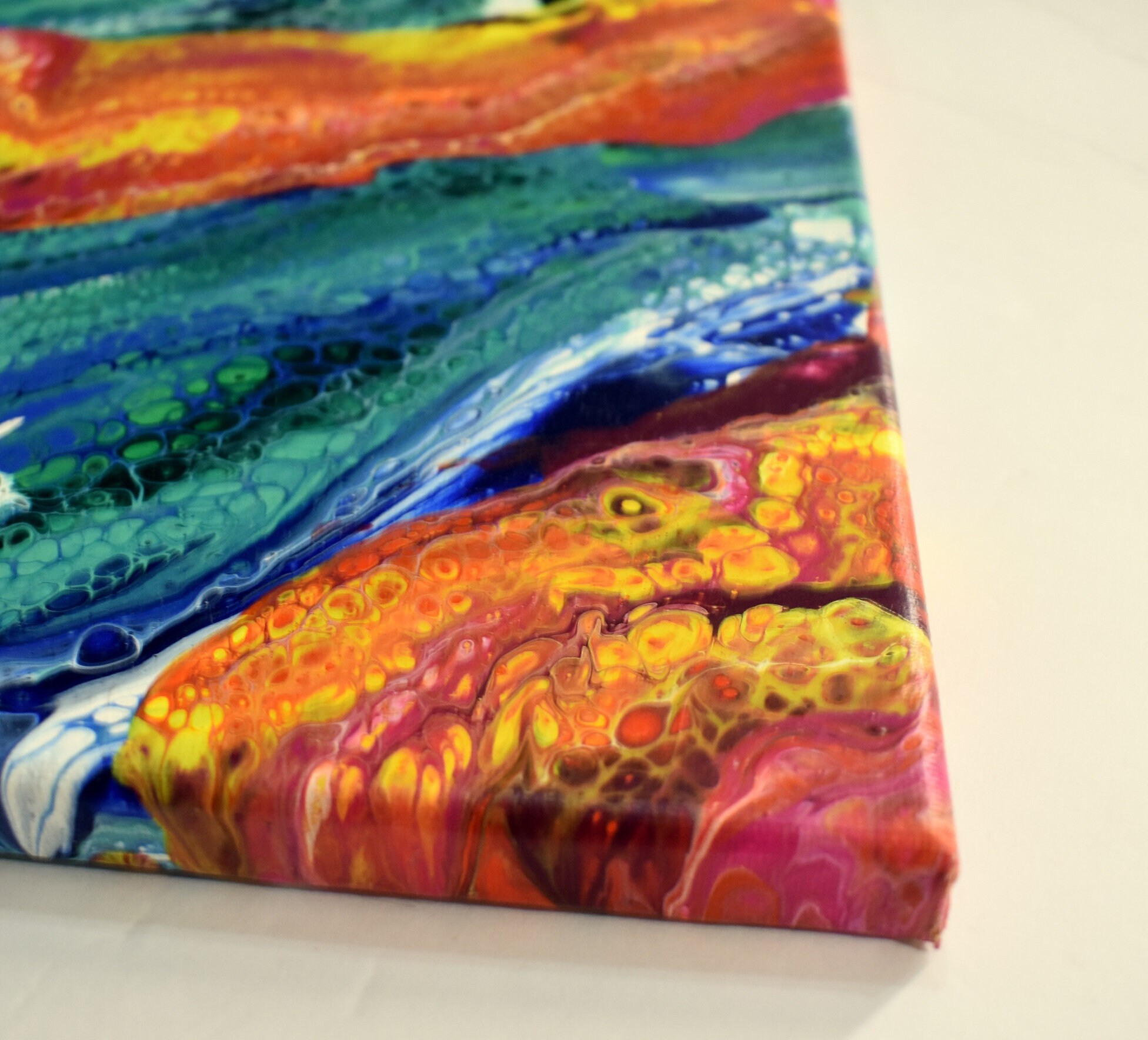 14x14 Abstract Art Acrylic Fluid Flow Stretched Canvas Etsy UK