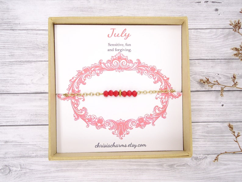 Ruby Jewelry Birthday Gift For Mom For her July Birthstone Bracelet For Sister For Best Friend
