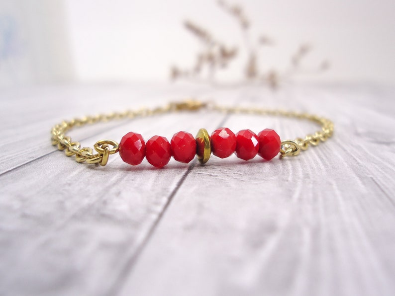 Ruby Jewelry Birthday Gift For Mom For her July Birthstone Bracelet For Sister For Best Friend