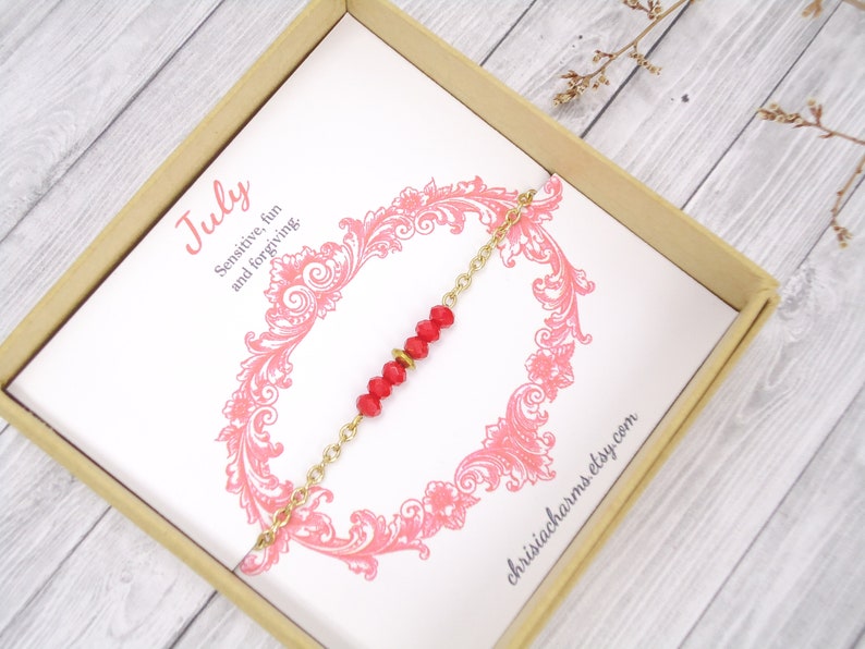 Ruby Jewelry Birthday Gift For Mom For her July Birthstone Bracelet For Sister For Best Friend
