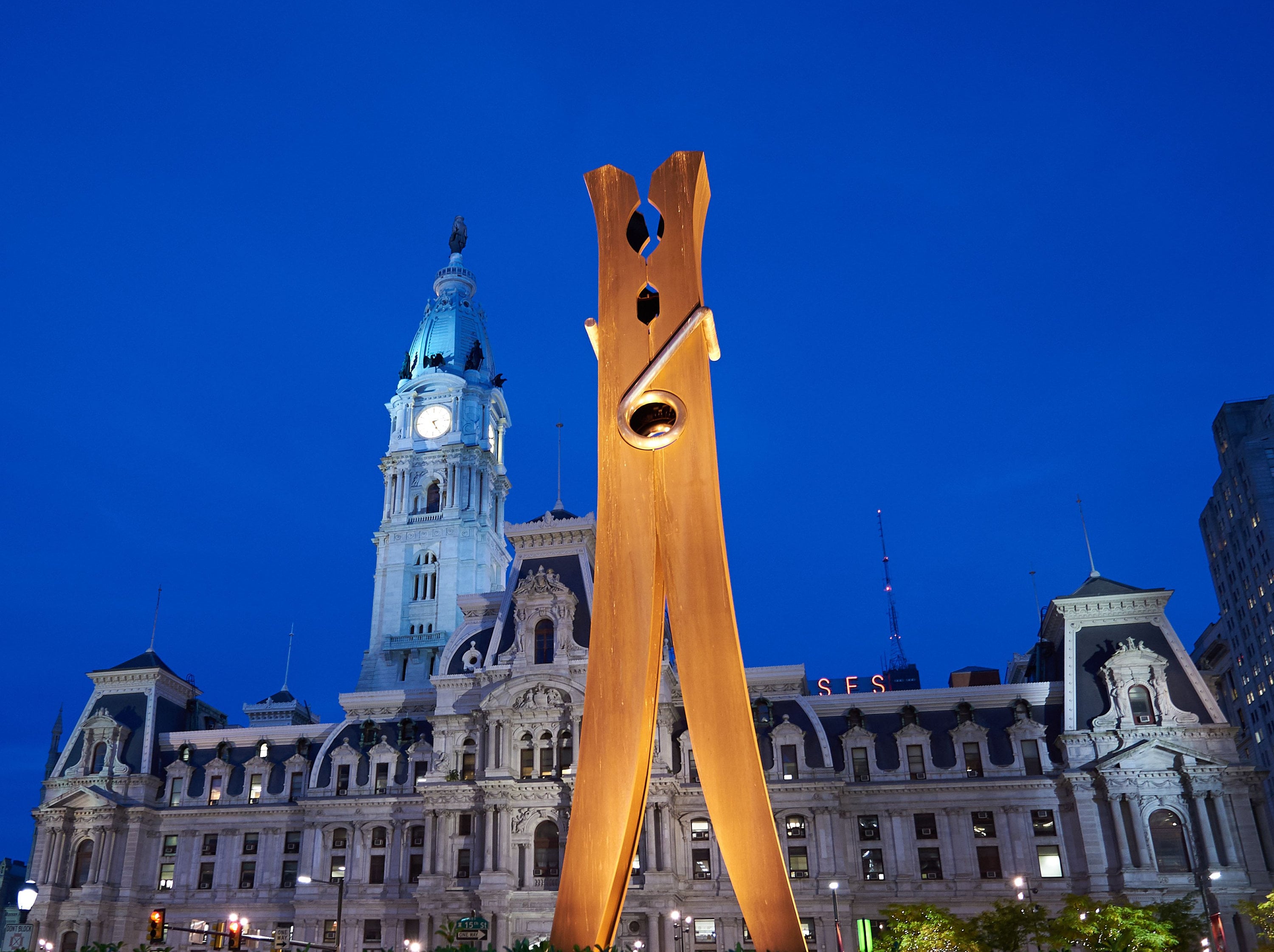 Philadelphia City Hall With Iconic Clothespin Sculpture Etsy