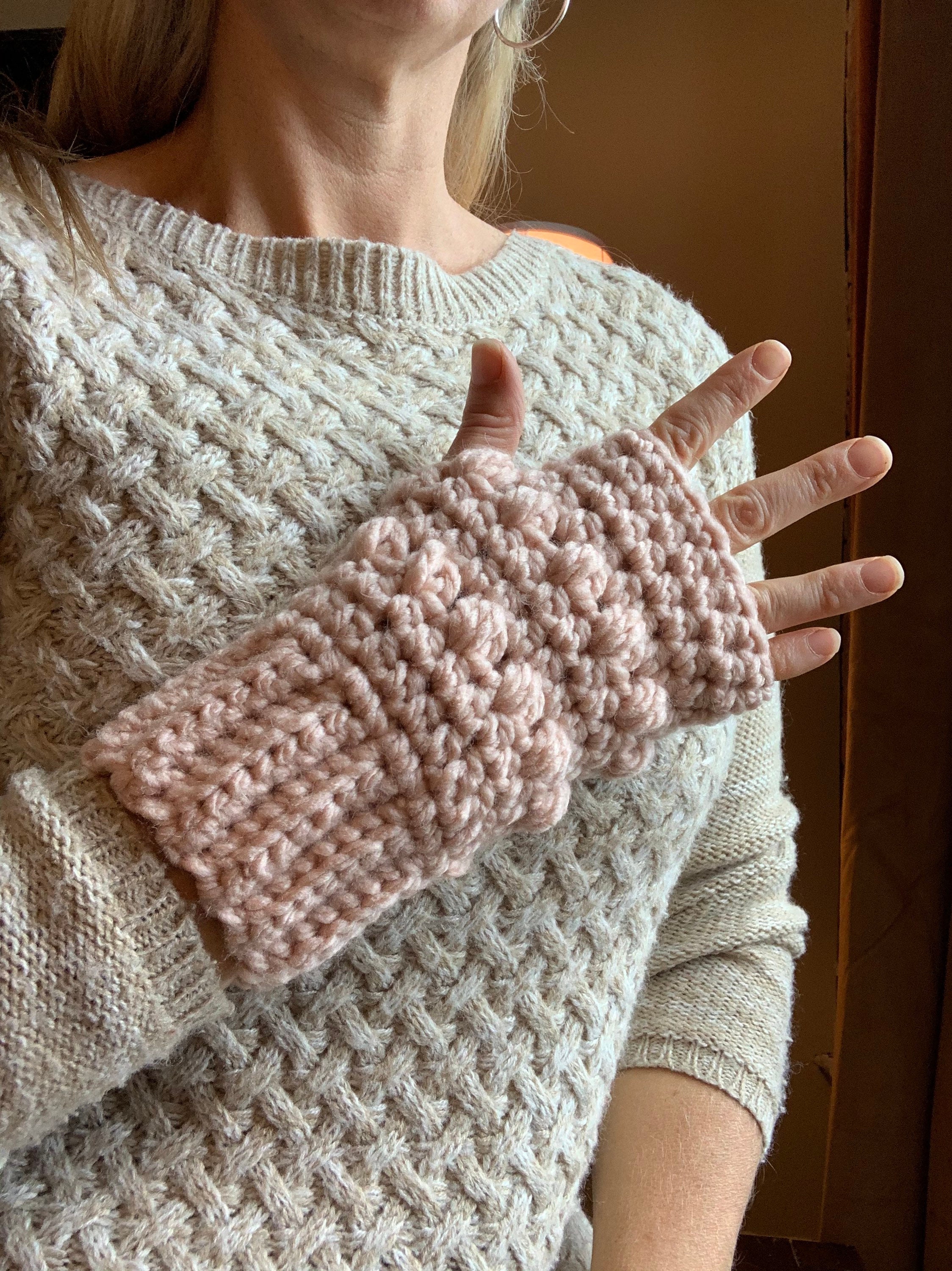 Marshmallow Puff Fingerless Gloves Etsy UK