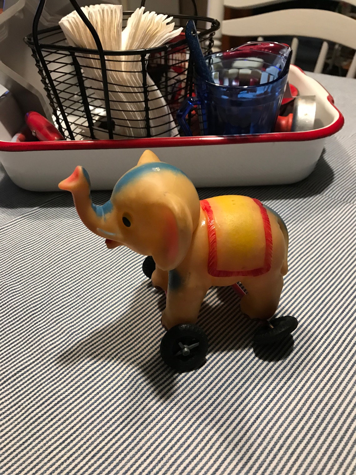 1960 Rubber Elephant Toy on Wheels Etsy
