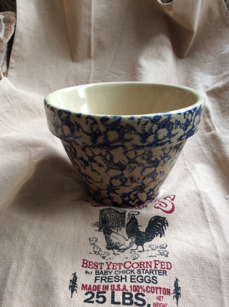 Roseville blue farmhouse sponge ware bowl