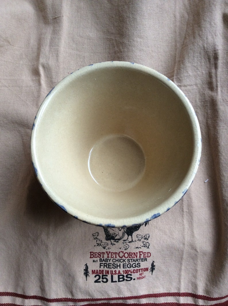 Roseville blue farmhouse sponge ware bowl